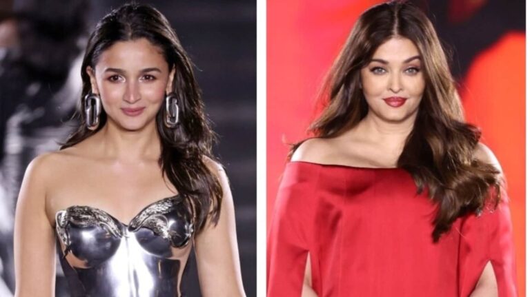 Alia Bhatt stuns in metallic silver, Aishwarya Rai radiates in satin red at Paris Fashion Week. Watch | Bollywood