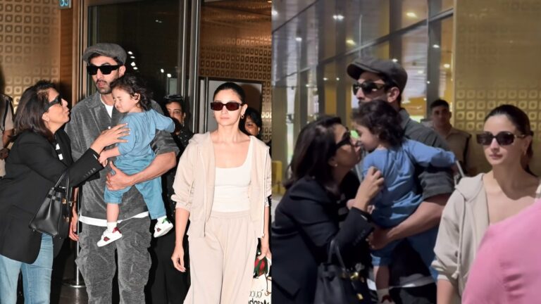 Alia Bhatt-Ranbir Kapoor’s daughter Raha Kapoor gets a kiss from dadi Neetu as they return from Paris; watch