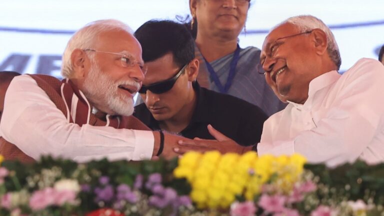 Nitish Kumar tries to touch PM Modi’s feet on stage | Watch | Latest News India