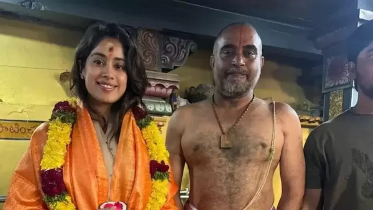 Janhvi Kapoor takes a break from shooting RC 16; visits Hanuman temple in Hyderabad. Watch